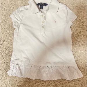 Ralph Lauren girls white polo top with lace